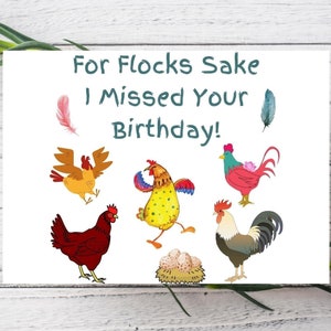 Pour l'amour des troupeaux, votre carte d'anniversaire m'a manqué, carte de poulet drôle, carte d'amant de poulet, carte d'anniversaire en retard, écologique