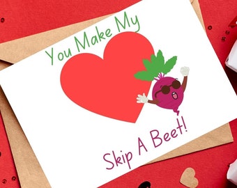 Funny Beetroot Valentine Card, Skip A Beet Valentine Card, Funny Beetroot Card, Vegan Greeting Card, Funny Valentine Card, Eco Friendly