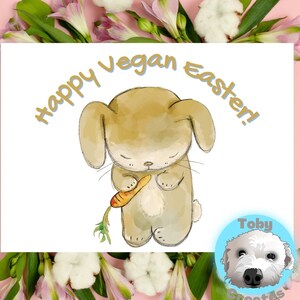 Joyeuses Pâques végétaliennes, carte de lapin de Pâques A6, joyeuse carte de voeux végétalienne, Pâques à base de plantes, carte de Pâques drôle, carte écologique