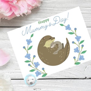 Cartão de Dia das Mães, Cartão de felicitações A6 Otter, Cartão para a mãe, Cartão para a mãe, Cartão de aquarela para a mãe, Presentes para o Dia das Mães, Mãe especial, Ecológico