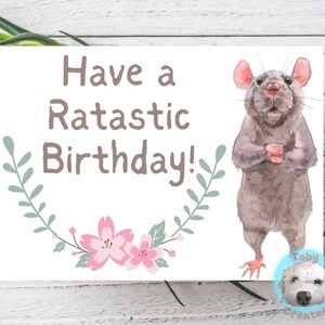 Ratastic Birthday Card, Funny Rat Card, Rat Greeting Card, Rat Lover Card, Rodent Card, Cute Rat Greeting Card, Rat Owner Card, Eco Friendly