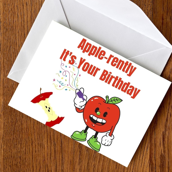 Apple Pun Card Etsy