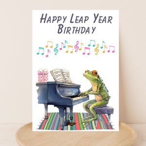 Printable Leap Year Birthday Card, Digital Funny Frog Card, February 29 Card,  Leap Frog Birthday Card, Pianist Card, Birthday Card