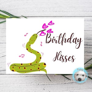 Carte d'anniversaire serpent, sifflements d'anniversaire, carte serpent drôle, carte de voeux serpent, carte amoureux des serpents, carte amoureux des reptiles, carte animal, respectueux de l'environnement
