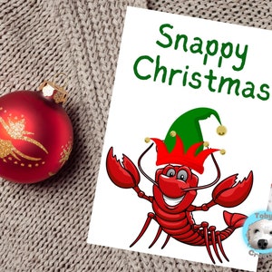 Snappy Christmas Card, Funny Lobster Card, Nautical Christmas Card, Beach Christmas Card, Sealife Card, Sailor Card, Eco Friendly