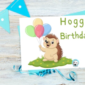 Carte d'anniversaire hérisson, carte de voeux d'anniversaire Hoggy, faune britannique, carte drôle d'animal, respectueux de l'environnement