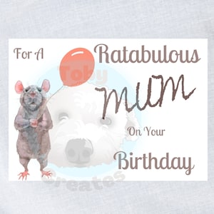 Rat Mum Birthday Card, Funny Rat Card, Rat Greeting Card, Rat Lover Card, Rodent Card, Rat Owner Card, Rat Mom Birthday Card,  Eco Friendly