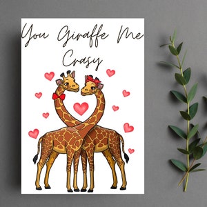 Biglietto di auguri giraffa, biglietto giraffa divertente, biglietto anniversario giraffa, biglietto coppia giraffa, biglietto amante giraffa, biglietto giraffa, ecologico