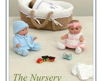 Doll Clothes Knitting Pattern, The Nursery KP-12 by Knits and Pieces, 5-10" Baby Doll Knitting Pattern, Doll Clothes Knitting Pattern