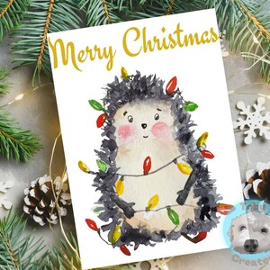 Carte de Noël hérisson, carte de la faune britannique, carte animal drôle, carte de Noël hérisson mignon, carte de Noël hoggy, respectueux de l'environnement