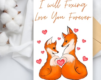 Fox Greeting Card, Fox Card, Fox Anniversary Card, Fox Birthday Card, Fox Valentines Day Card, Fox Lover Card, Woodland Card, Eco Friendly