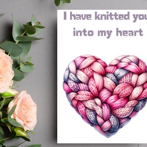 Funny Knitting Valentines Card, A6 Knitting Card, Knitted Heart Card, Knitting Lover Card, Girlfriend Card, Wife Card, Knit Anniversary Card