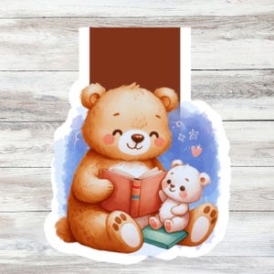 Marque-page magnétique ours pour enfants, livre de lecture cadeau ourson, cadeau livresque, conception de marque-page magnétique ours brun, impression artistique, fille littéraire