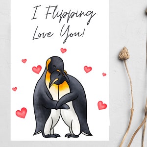 Flipping Love You Penguin Card, Biglietto Pinguino, Biglietto Anniversario Pinguino, Biglietto Compleanno Pinguino, Biglietto San Valentino Pinguino, Amante dei Pinguino