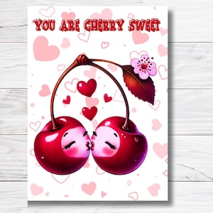 Biglietto di auguri con ciliegie, biglietto di San Valentino, biglietto di anniversario, biglietto con giochi di parole sul cibo, biglietto d'amore, biglietto di auguri A6, biglietto sostenibile, biglietto ecologico