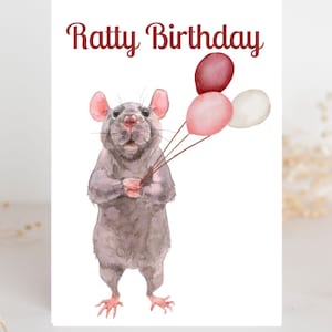 Ratty Birthday Card, A6 Funny Rat Card, Rat Greeting Card, Rat Lover Card, Rodent Card, Card for Him, Card for Her, Funny Rat, Eco Friendly