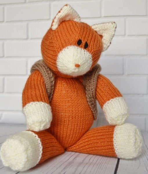 KNITTING KIT Kids Winter Scarf Fox. Knitting Pattern Including