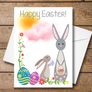 Tarjeta de Pascua, Tarjeta A6 de Conejito de Pascua, Un Conejito Te Ama, Tarjeta de Huevo de Pascua, Tarjeta de Flores de Primavera, Tarjeta de Conejo Lindo, Tarjeta Ecológica