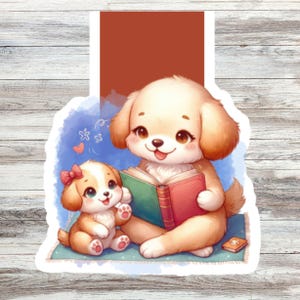 Magnetisches Lesezeichen für Kinder Lesebuch Geschenk Britisches Buchliebhaber-Geschenk Magnetisches Lesezeichen Design Hundedruck literarisches Mädchen-Welpen-Druck