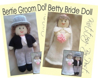 Bride and Groom Knitting Pattern, Wedding Knitting Pattern, Civil Partnership Knitting Pattern, Wedding Keepsake Pattern, Wedding Doll Knit