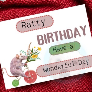 Ratty Birthday To You Birthday Card, Funny Rat Card, Rat Greeting Card, Rat Lover Card, Rodent Card, Rat Owner Card, Ratty, Eco Friendly