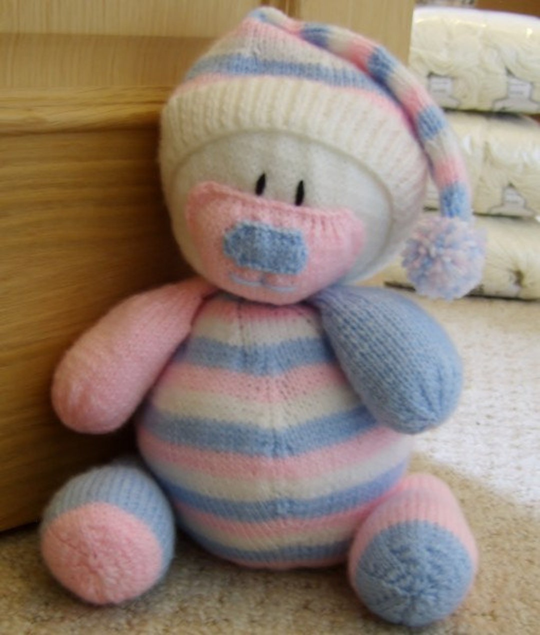 Nursery Bear Door Stop Knitting Pattern, Bear Door Stop Knit Pattern