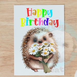 Carte d'anniversaire hérisson, carte de voeux d'anniversaire hérisson, faune britannique, carte animal drôle, carte de sauveteur hérisson, respectueux de l'environnement