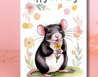 Rat Birthday Card, A6 Rat Mum Birthday Card, Rat Dad Birthday Card, Fancy Rat Greeting Card, Rat Owner Card, Card From The Rat, Eco Friendly