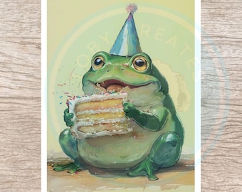 Toad Birthday Card, Reptile Lover Card, Frog Greeting Card, Eco Friendly A6 Printed Card