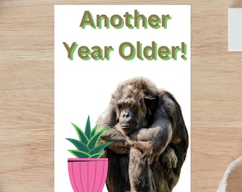 Funny Chimpanzee Birthday Card, Eco-Friendly (Printed or Digital)