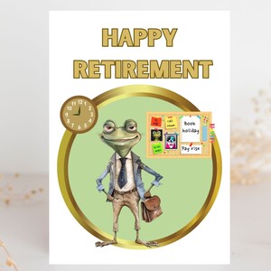 Carte de retraite grenouille, Carte de départ, Carte de départ à la retraite, Carte de bonne retraite, Carte de grenouille, Carte de chance, Carte de collègue, Respectueux de l'environnement