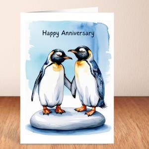 Carte d'anniversaire de pingouin, carte de pingouin A6, carte d'anniversaire de pingouin, carte d'animal, carte de Saint-Valentin de pingouin, amant de pingouin