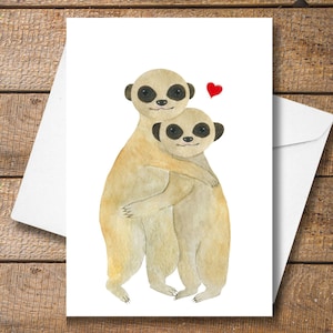 Meerkat-verjaardagskaart Leuke A6-kaart voor stelletjes Meerkat-trouwkaart Meerkat-huwelijkskaart Valentijnskaart Eco-vriendelijk