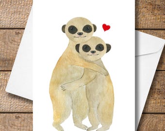 Meerkat Anniversary Card Cute A6 Couple Card Meerkat Wedding Card Meerkat Marriage Card Valentine Card Eco Friendly