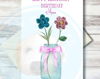 Crochet Flower Birthday Remembrance Card Mum: Eco-Friendly