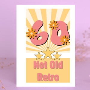 Retro 60. Geburtstagskarte, A6 Meilensteinkarte für Frauen, Meilensteinkarte für Männer, Vintage 60 Jahre alte Karte, 1965 Geburtstagskarte, umweltfreundlich