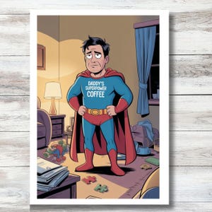 Cartão de café de super-herói A6 engraçado para o dia dos pais, cartão de aniversário de super-pai, cartão de felicitações sarcástico para o pai, ecológico
