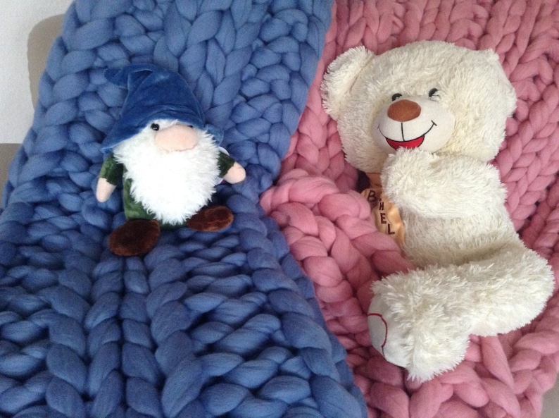 HAND KNITTED 100 MERINO Wool Blanket Chunky Blanket Cozy Wool Etsy