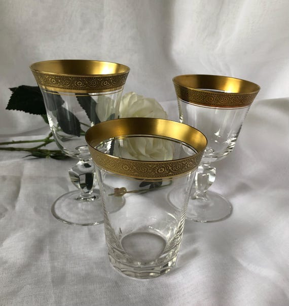 Theresienthal 12x Kristallgläser Kelchgläser Mit Schliffen Im Handbereich, 24-karat ' Minton' Goldborte