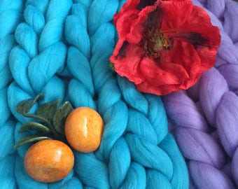 HANDKNIT BLANKET of 18 micron MERINOWOOL baby blanket super soft & warm /Märchenwolle/