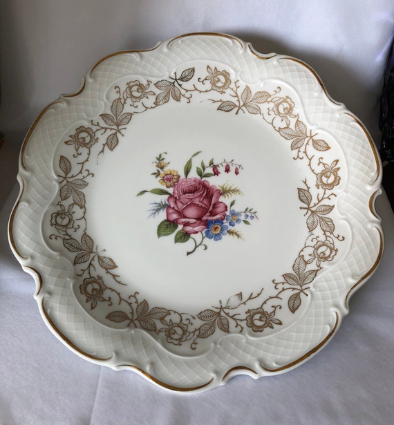 Bavaria Porzellanteller Mit Goldrand, Blumenmotiv Ca 31 Cm Elfenbein Porzellan