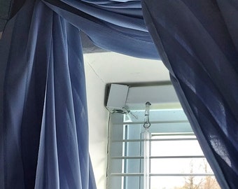 Periwinkle Blue Sheer Window Scarf extra long 216&quot;