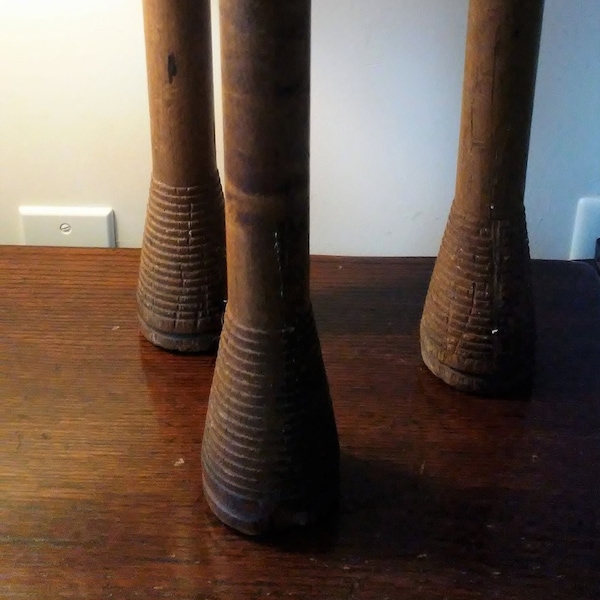 Antique Tall Wood Yarn Bobbin, early 1900s