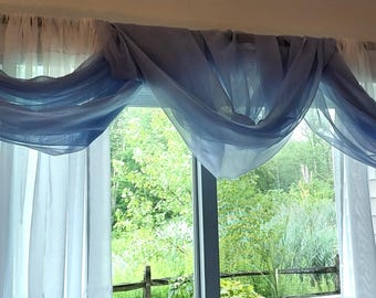 Vintage Sheer Voile Window Set-Scarf and Panels-216&quot;