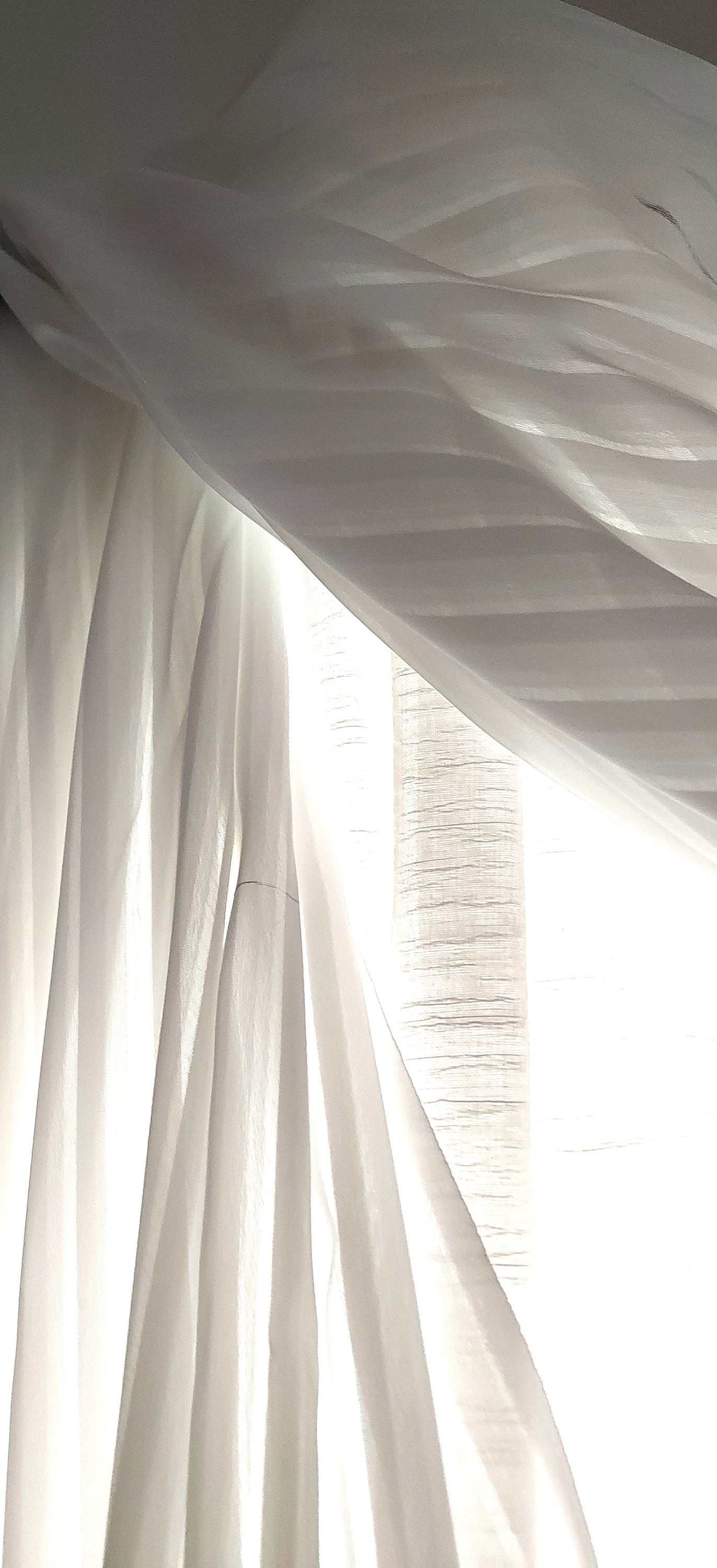 White Sheer Striped Window Scarf 144"