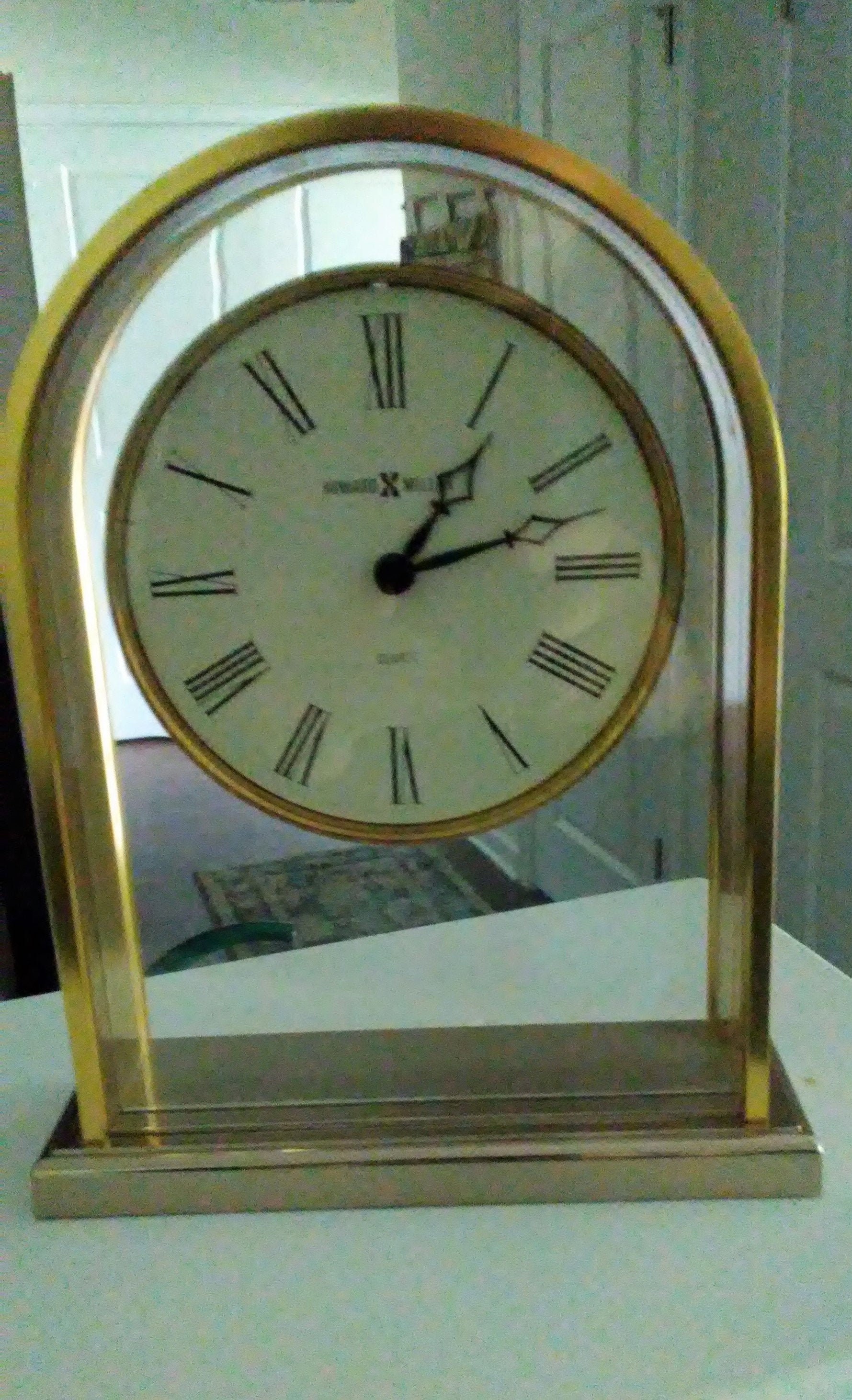 Howard Miller Gold Desk Clock With Roman Numerals Etsy