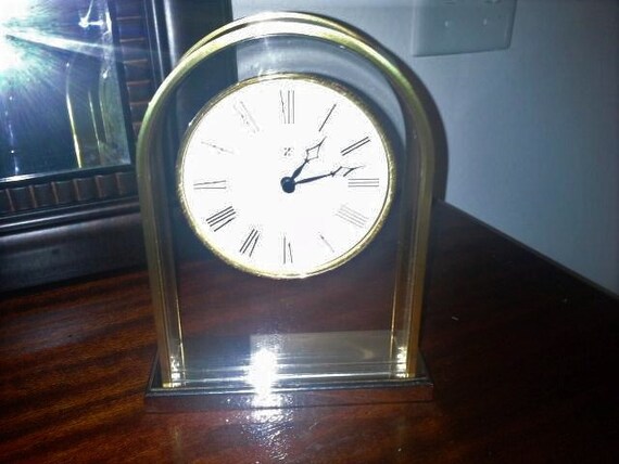 Howard Miller Gold Desk Clock With Roman Numerals Etsy