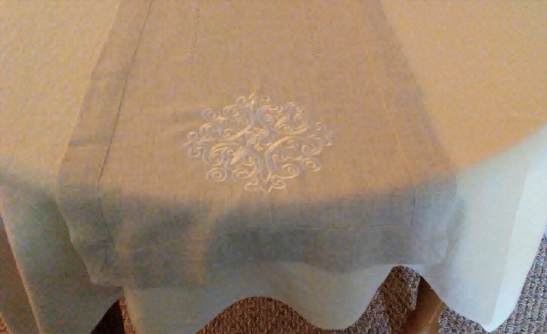 Natural Linen Embroidered Table Runner 72 Etsy