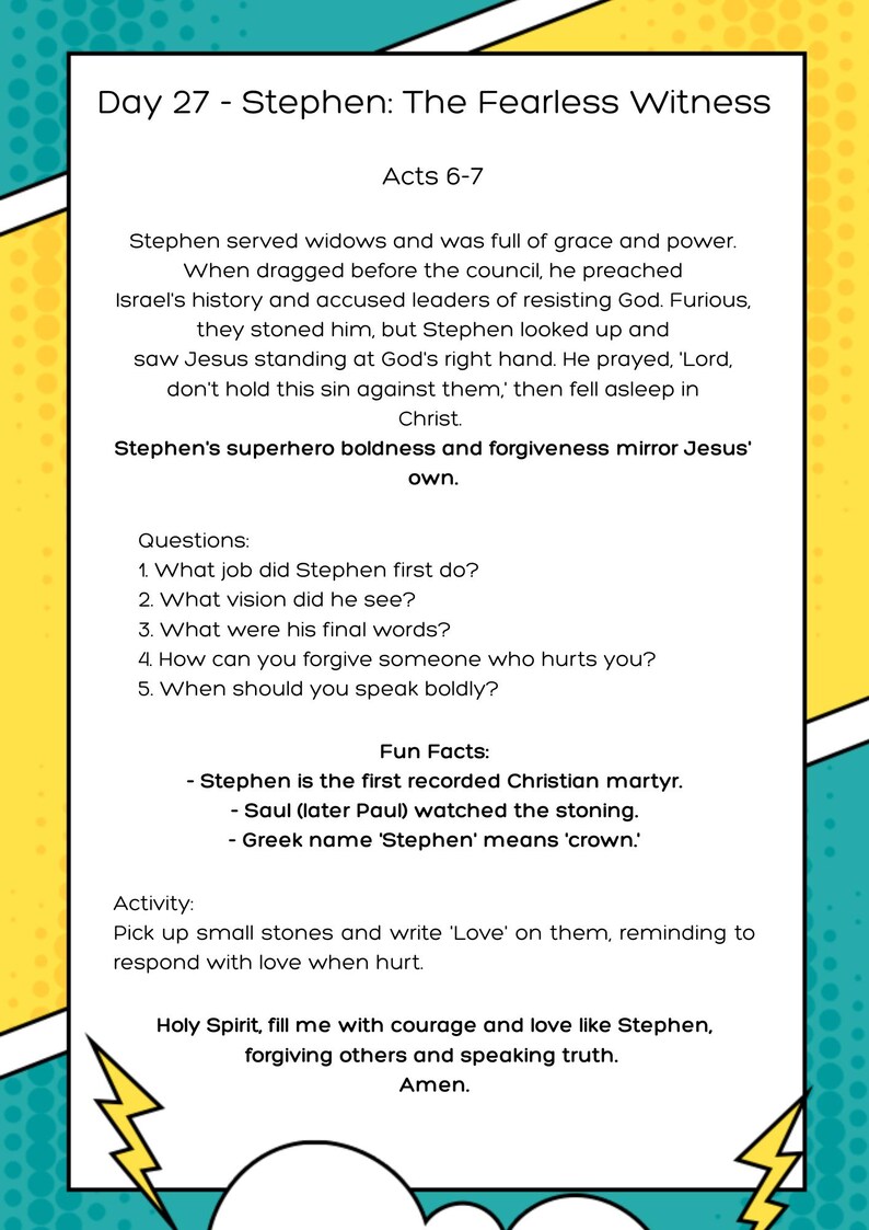 Kids Bible Study: Super Heroes Printable Devotional (31-day Plan) - Etsy