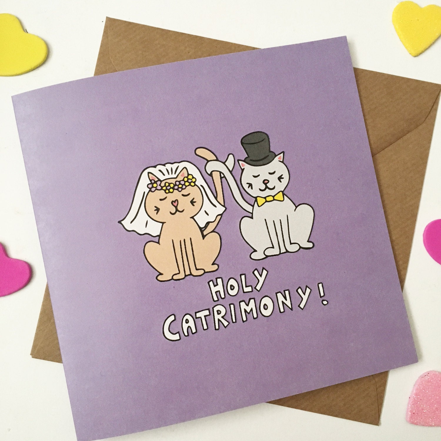 Cat wedding card pun wedding card holy catrimony unusual Etsy